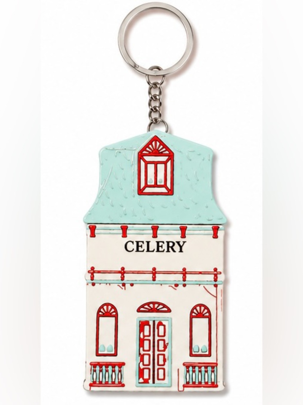 2/$25 Lenox Spice Village Inspired Celery House Keychain with Key Ring